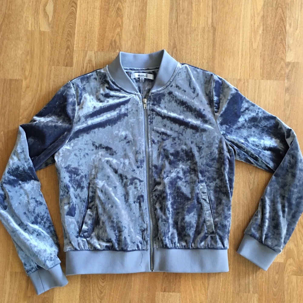Silvery Blue Crushed Velvet Jacket, size S